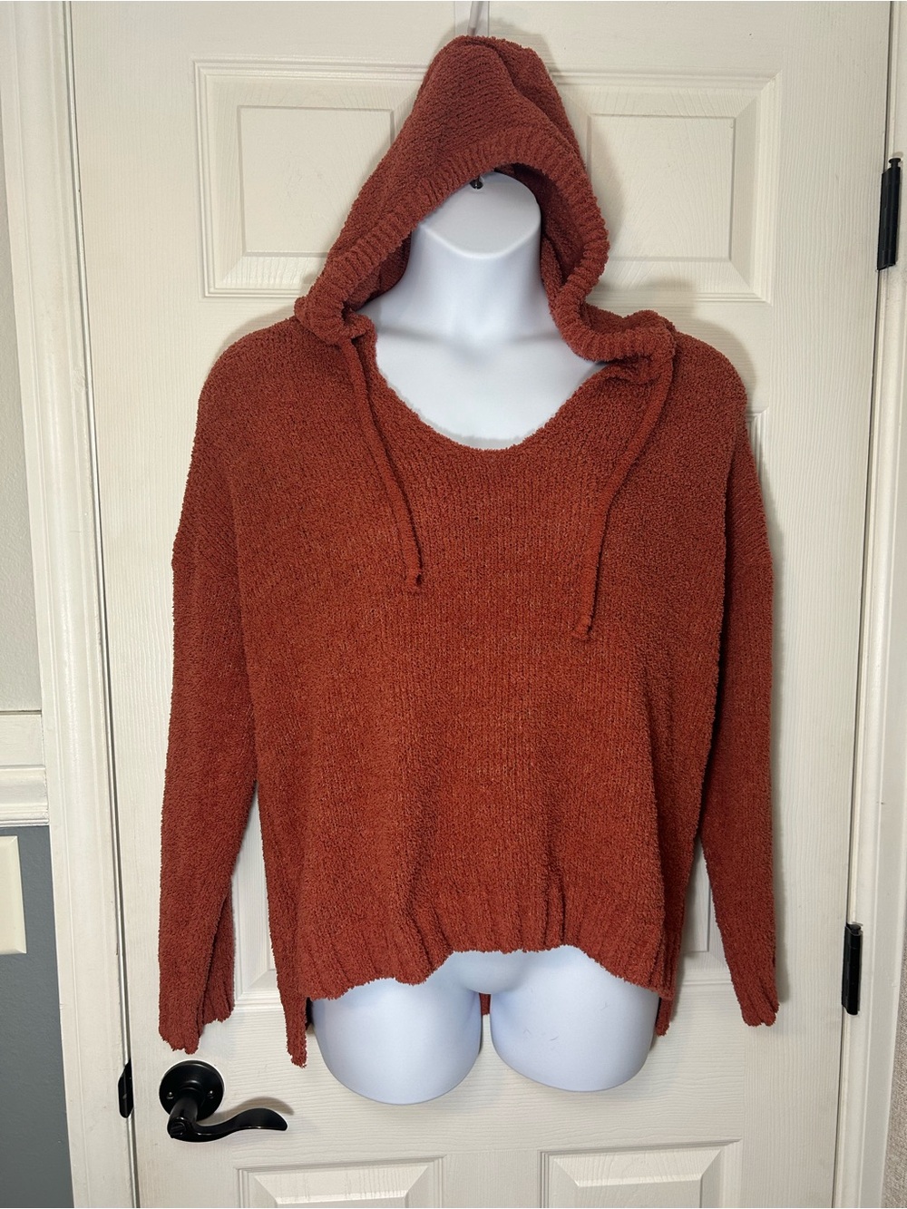 Adeline Clothing Rust Hooded Cozy Knit Sweater S/M